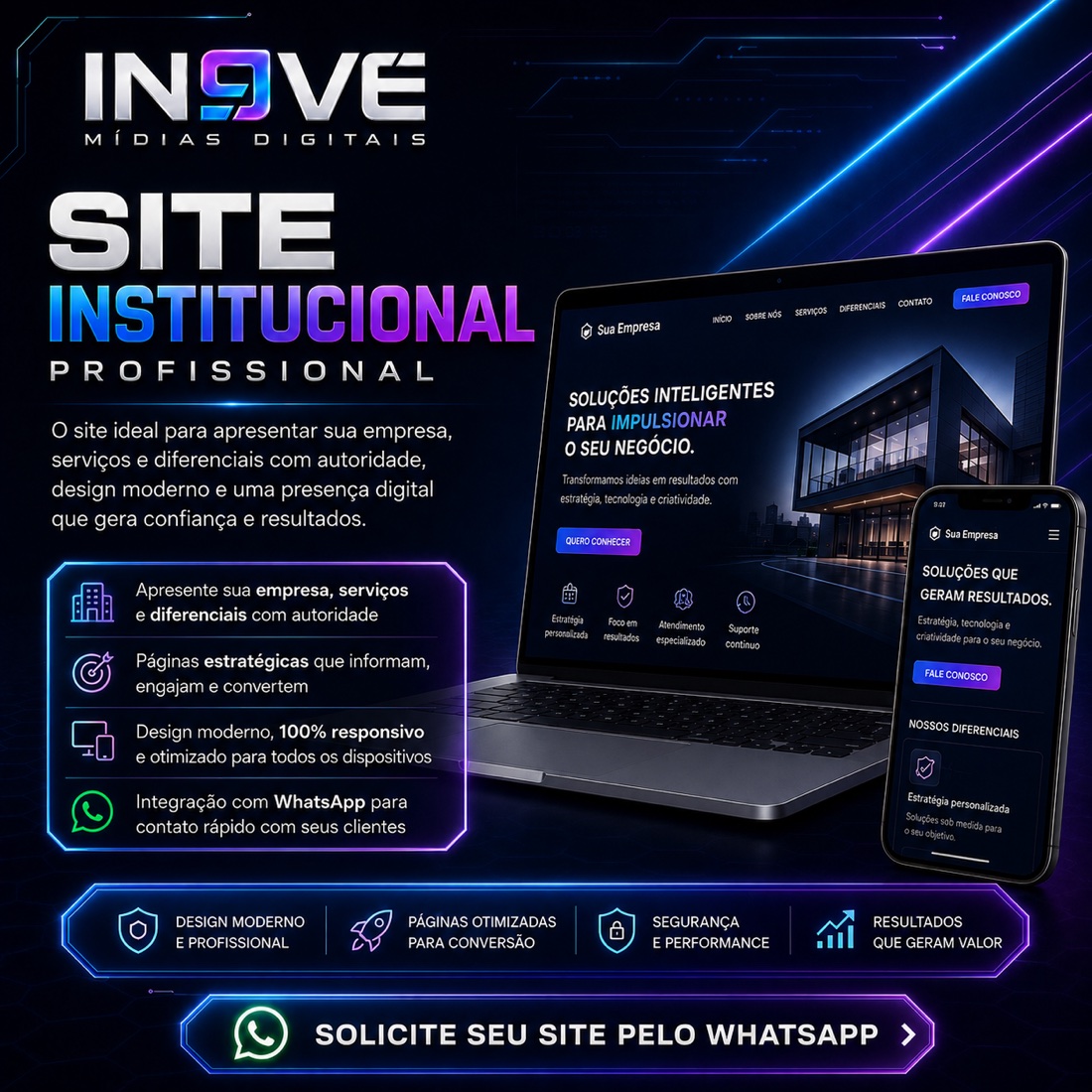 Apresentação do Site Institucional Profissional desenvolvido pela IN9VE